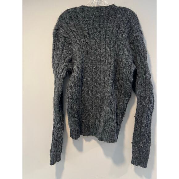 Ralph Lauren Polo Sport 100% Wool Cable Knit Crew Neck Sweater Gray Size L - Picture 7 of 7